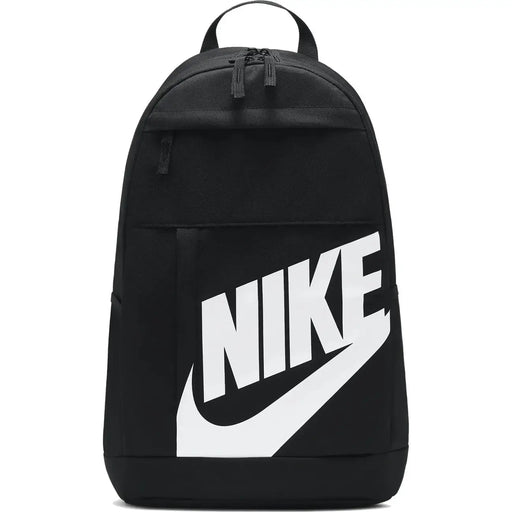 Nike Schwarzer Herrenrucksack mit markantem weißen Swoosh-Logo, Vorderansicht