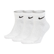 White nike men all season athletic socks with black swoosh logos designed for versatile performance use