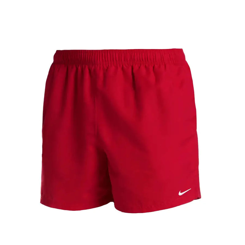 Red Nike men’s athletic swim shorts with elastic waistband and white Nike swoosh logo