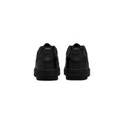 Nike women black leather Air Force 1 low-top sneakers with sleek minimalist design and matte finish