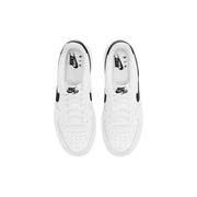 Nike women leather sneakers white air force 1 low with black accents and classic perforated toe box