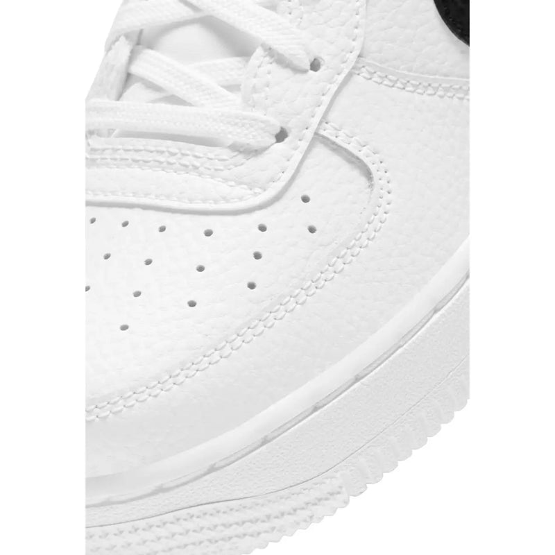 White leather nike women air force 1 low-top sneaker with perforated toe box and stitched detailing