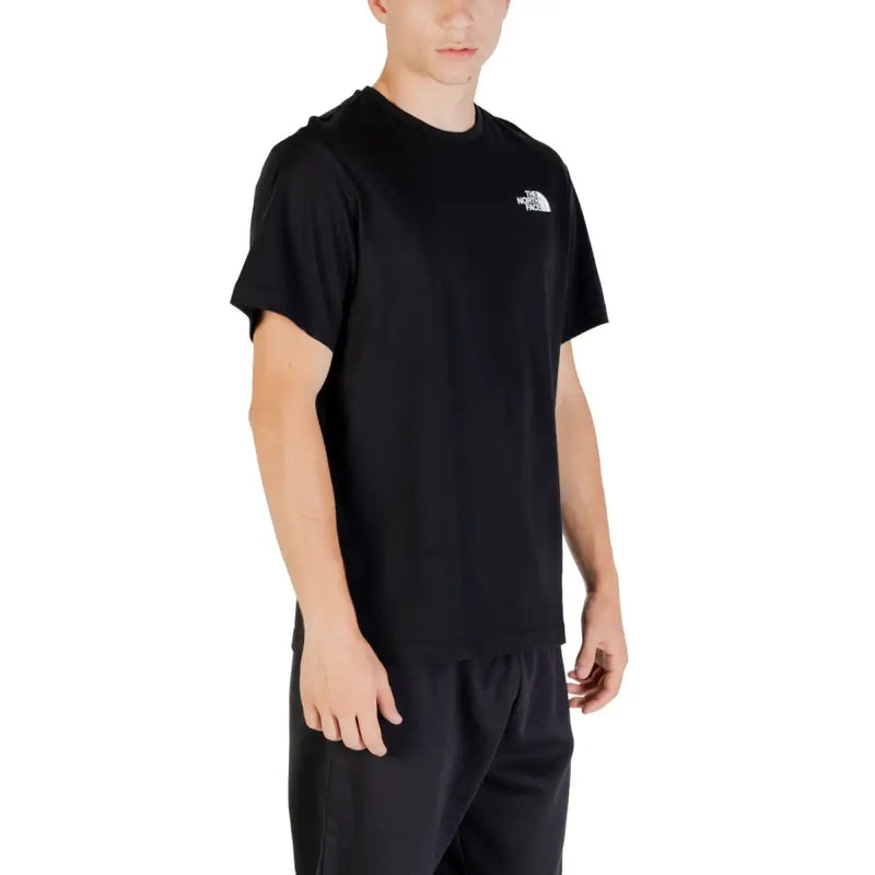Men’s black short-sleeved cotton T-shirt with white logo from The North Face