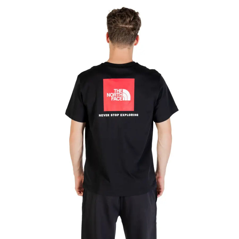 Black The North Face cotton men’s t-shirt with red square logo on the back
