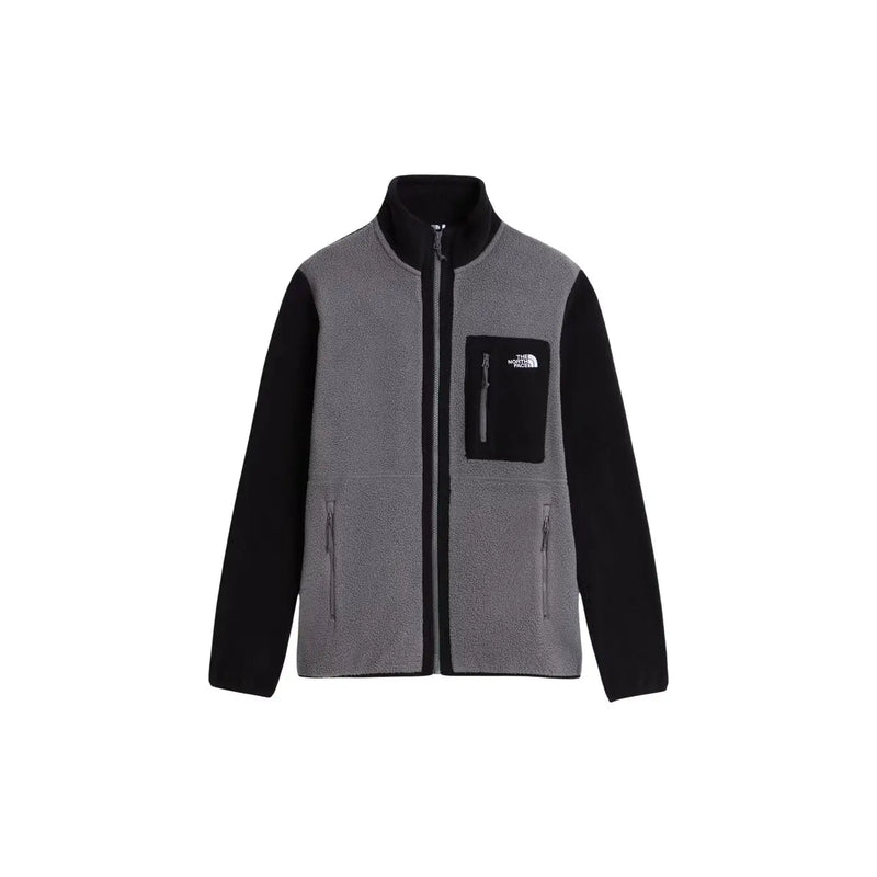 The North Face Fleecejacke Yumiori für Herren in Grau und Schwarz mit hohem Kragen und Reißverschlusstaschen, Vorderansicht