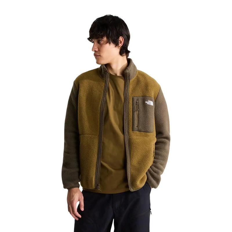 The North Face Fleecejacke Yumiori für Herren in Olivgrün und Dunkeloliv mit Brusttasche mit Reißverschluss, Vorderansicht