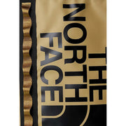 The North Face Herren-Rucksack in Beige mit Print, goldfarbener schwarzer Schrift und wellenförmigem goldenen Zierstreifen an der Seite