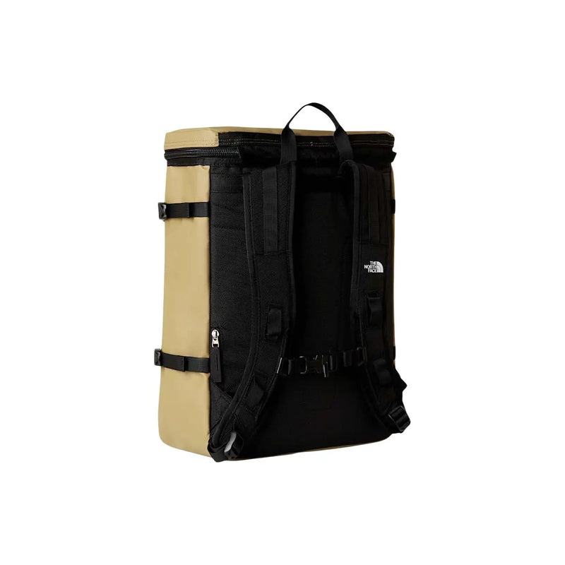 The North Face Herren-Rucksack mit beigefarbenem Print, robustem Design in Braun und Schwarz, verstellbaren Trägern und verstärkten Reißverschlüssen.