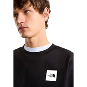 Schwarzes North Face Herren-Sweatshirt aus Baumwolle in regulärer Passform mit weißem, rechteckigem Logo-Patch auf der Brust