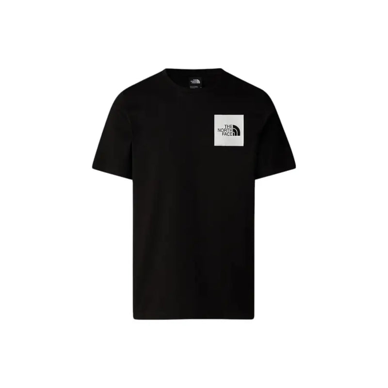 Black short-sleeve crewneck T-shirt with white square logo patch from The North Face Men collection
