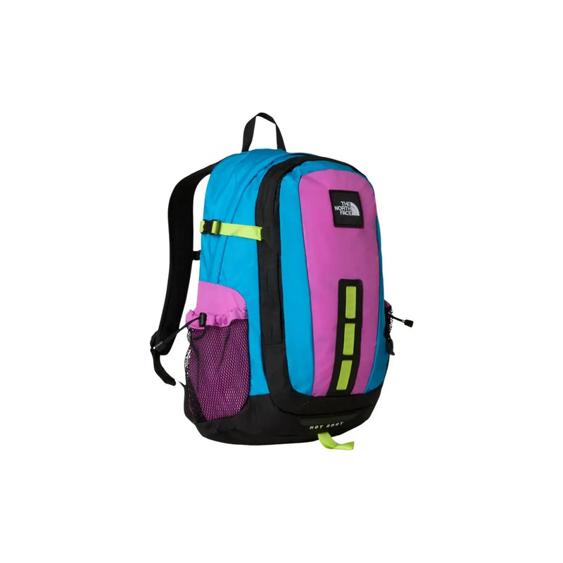 The North Face Herren-Rucksack Hot Shot SE aus lila Nylon mit leuchtenden türkisfarbenen, magentafarbenen und neongrünen Akzenten