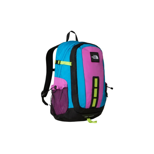 The North Face Herren-Rucksack Hot Shot SE aus lila Nylon mit leuchtenden türkisfarbenen, magentafarbenen und neongrünen Akzenten