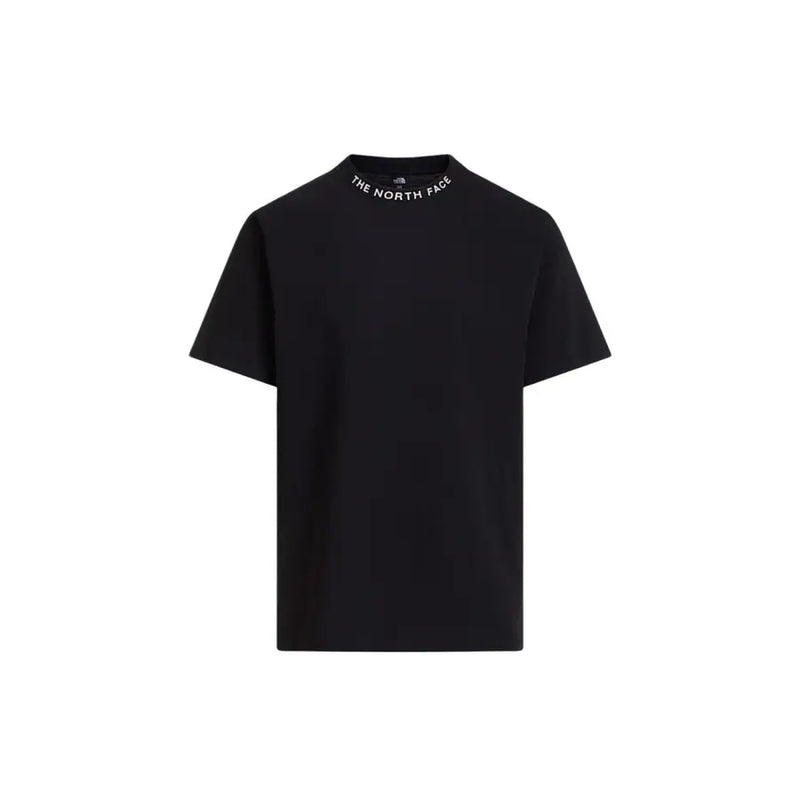 The North Face Herren schwarzes Kurzarmshirt t-shirt mit weißem, gesticktem Logo entlang des Kragens