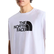 Weiße The North Face Herren t-shirt mit einem markanten schwarzen Halbkuppel-Logo auf Baumwollstoff für lässige Kleidung