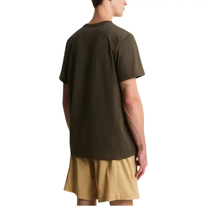Olivgrüne Baumwolle t-shirt mit schlichtem Rundhalsausschnitt und kurzen Ärmeln aus der Herrenkollektion von The North Face