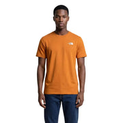 Orangefarbenes, kurzärmeliges Herren-T-Shirt von The North Face mit weißem Logo aus Baumwollmischgewebe