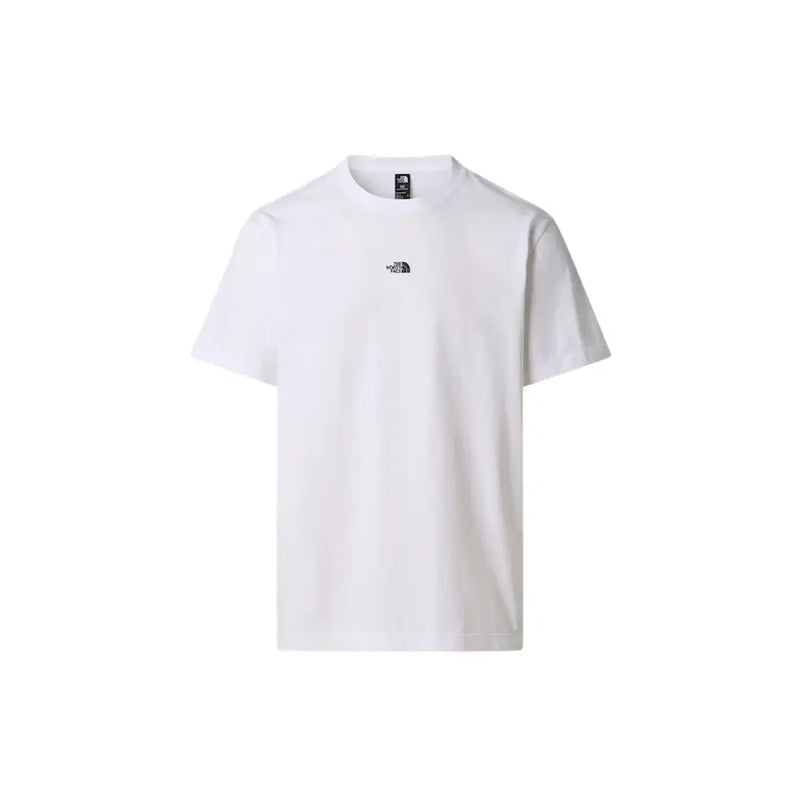 The North Face Herren-T-Shirt, weiß, aus Baumwolle, Rundhalsausschnitt, mit kleinem schwarzen Logo auf der Brust und Kragenetikett
