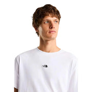 Weißes Herren-T-Shirt von The North Face aus Baumwolle mit kurzen Ärmeln und kleinem, schwarzem, gesticktem Logo auf der linken Brust.