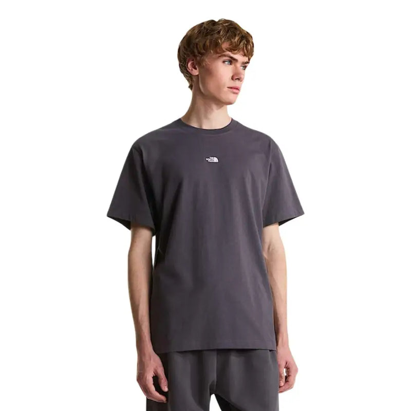 The North Face Herren-T-Shirt, dunkelgrau, kurzärmelig, weißes Logo, Baumwolle, Rundhalsausschnitt, Freizeitkleidung