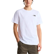 Weißes, kurzärmeliges Baumwollhemd t-shirt für Herren mit einem kleinen schwarzen North Face-Logo auf der linken Brust