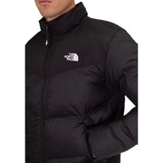 Schwarze Steppjacke von The North Face für Herren mit weißem Logo und Steppmuster, Vorderansicht