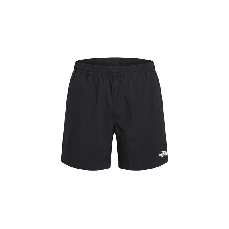 Schwarze Herrenshorts von The North Face mit weißem Logo am rechten Bein, Vorderansicht