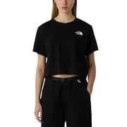 Schwarzes Cropped-Top von The North Face für Damen t-shirt mit weißem gesticktem Logo