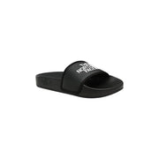 Black The North Face women slip on slide sandal with white logo on strap designed for casual comfort
