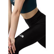Schwarze, hochgeschnittene Leggings von The North Face für Damen mit weißem Logo aus Polyester-Elastan.