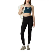 Schwarze Leggings mit hohem Bund und weißem Logo am linken Oberschenkel aus Polyester-Elastan von The North Face (Damenhose)