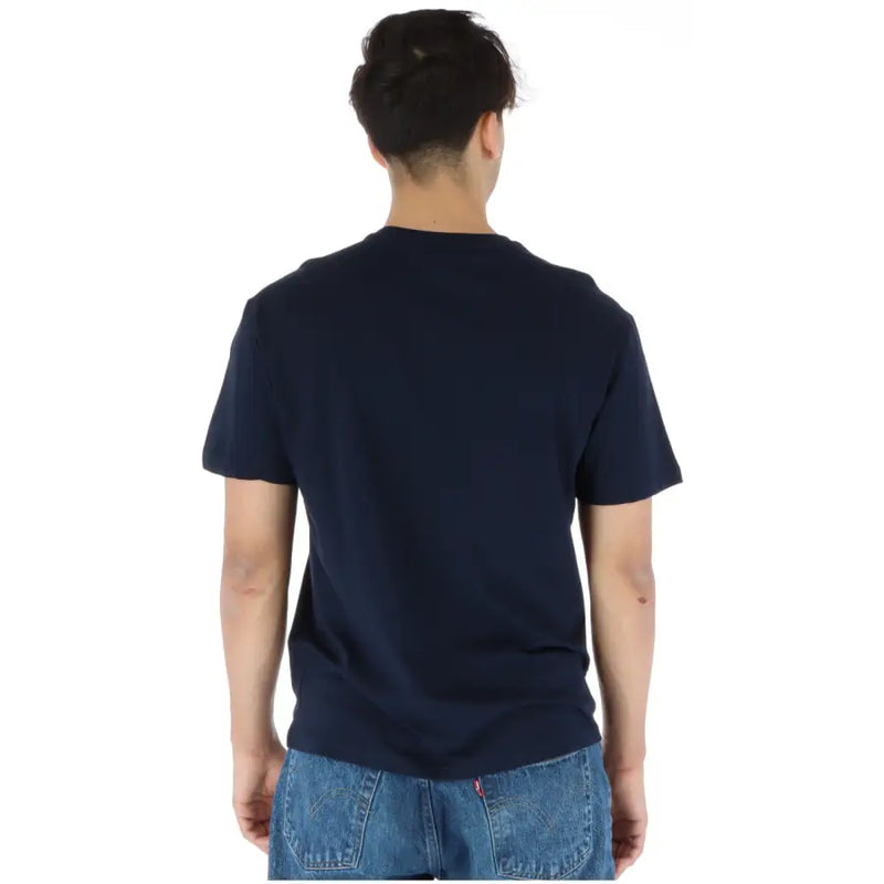 Navy blue short-sleeved cotton t-shirt with crew neck and print from North Sails men’s collection