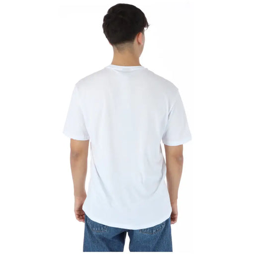 North Sails men white cotton print t-shirt with short sleeves and crew neck ideal for casual wear
