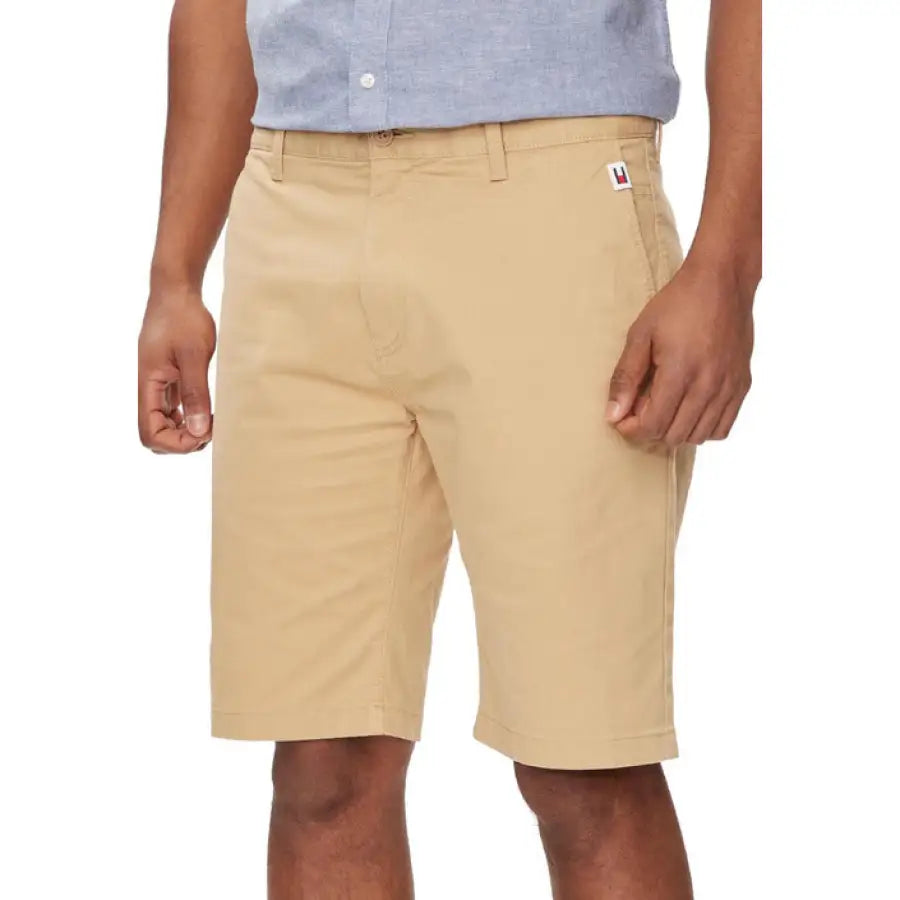 
                      
                        Tommy Hilfiger Jeans men’s North Shore shorts in khaki displayed
                      
                    