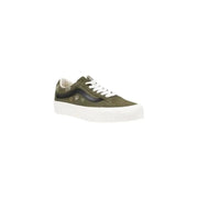 Olive green Vans Women Sneakers in leather featuring laces for stylish comfort