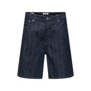 Only Weit geschnittene ONSFA-Shorts für Damen aus dunkelblauem Denim mit vertikalen Streifen und Fünf-Taschen-Design, Vorderansicht