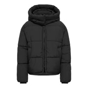 Only Schwarze Steppjacke für Damen mit Kapuze, Vorderansicht