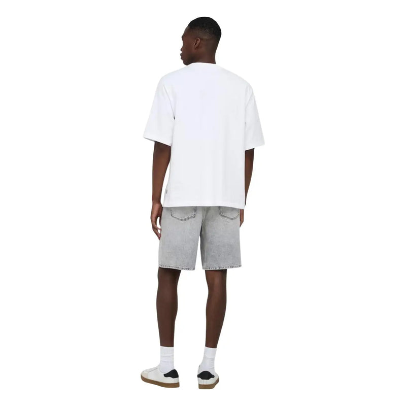 Only Shorts übergroß t-shirt Damen-Hemd in Weiß mit kurzen Ärmeln und lockerer Passform, Vorderansicht