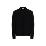 Only & sons Cardigan Frame RLX für Herren aus schwarzem Strick mit silbernem Reißverschluss und zwei Vordertaschen, Vorderansicht