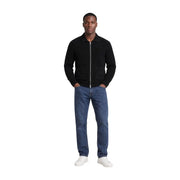 Only & Sons Cardigan FRAME RLX für Herren aus schwarzem Rippstrick mit Reißverschluss und zwei Vordertaschen, Vorderansicht