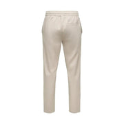 Beige only & sons men trousers with a drawstring waistband and subtle side stripes for athletic wear