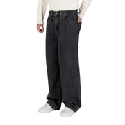 Only and Sons men black cotton jeans dark gray wide-leg denim with relaxed fit and classic stitching