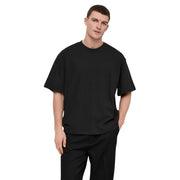 Only & Sons men t-shirt black oversized crewneck with relaxed fit and short sleeves for casual wear