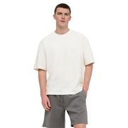 Cream-colored oversized crewneck t-shirt by Only & Sons with relaxed fit and subtle textured fabric for men