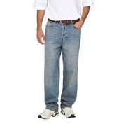 Only and sons Herren-Jeans aus hellblauem Denim mit geradem Bein und fünf Taschen aus Bio-Baumwollmischung