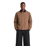 Brauner, wattierter Blazer aus Polyester von only und Söhne mit einem kontrastierenden schwarzen Kragen und weißen Knöpfen