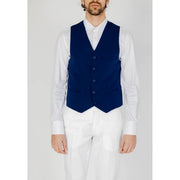 Only and Sons Herren-Gilet, hellblaue, geknöpfte Weste mit taillierter Passform und dezent strukturiertem, marineblauem Stoff