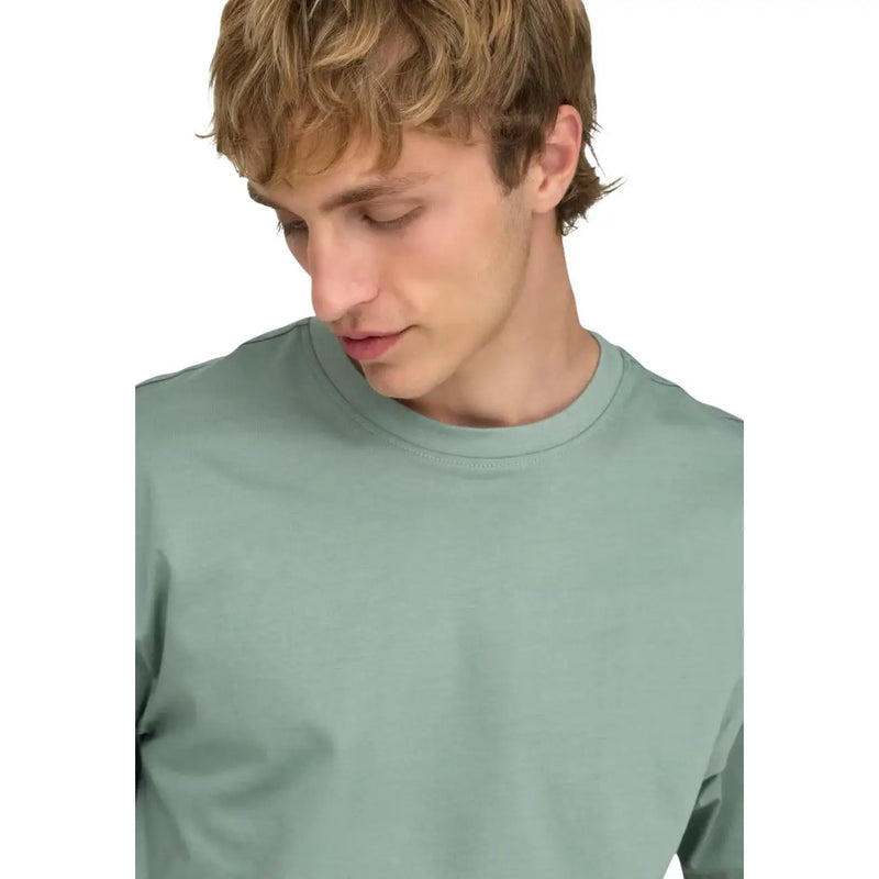 Only grünes Baumwoll-T-Shirt für Herren von and sons mit weichem, salbeigrünem Design, langen Ärmeln, Rundhalsausschnitt und lockerer Passform