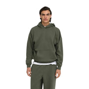 Olivgrüner Oversize-Hoodie mit Vordertasche und gerippten Bündchen aus Baumwollmischgewebe von Only Und Söhne