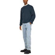 Only & sons Herren-Rippstrickpullover in Dunkelblau mit Rundhalsausschnitt und langen Ärmeln aus 100 % Baumwolle