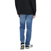 Only and Sons men light blue cotton jeans with classic straight-leg cut and subtle fading in denim fabric